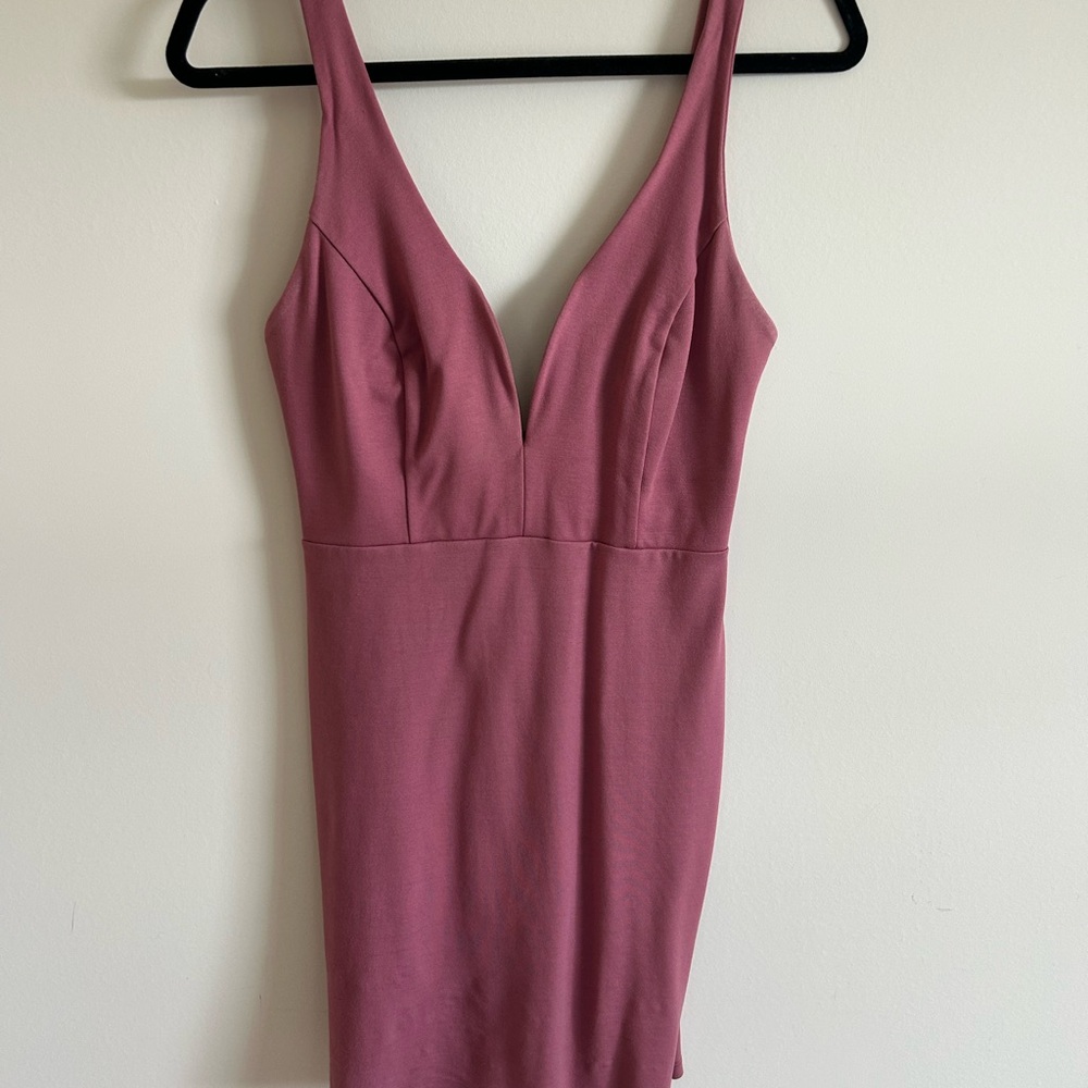 Lulu's Dusty Rose V-Neck Mini Dress